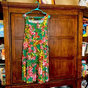 Tropical print floral dress